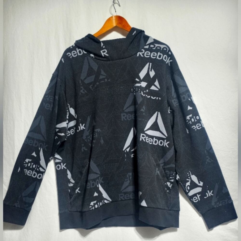 Reebok Men's Unwind Hoodie Sweatshirt Black And Gray Size 3XL